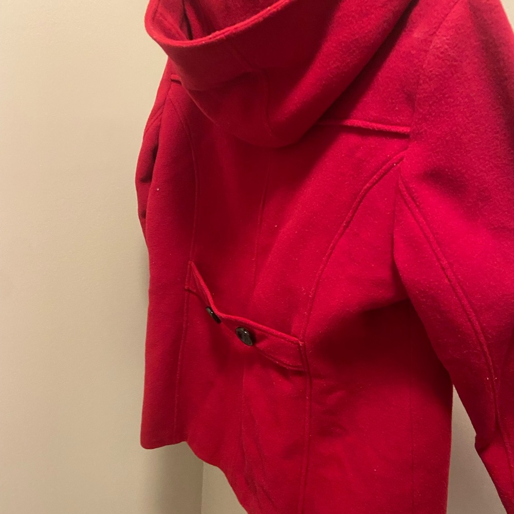 Red short pea coat w/ hood